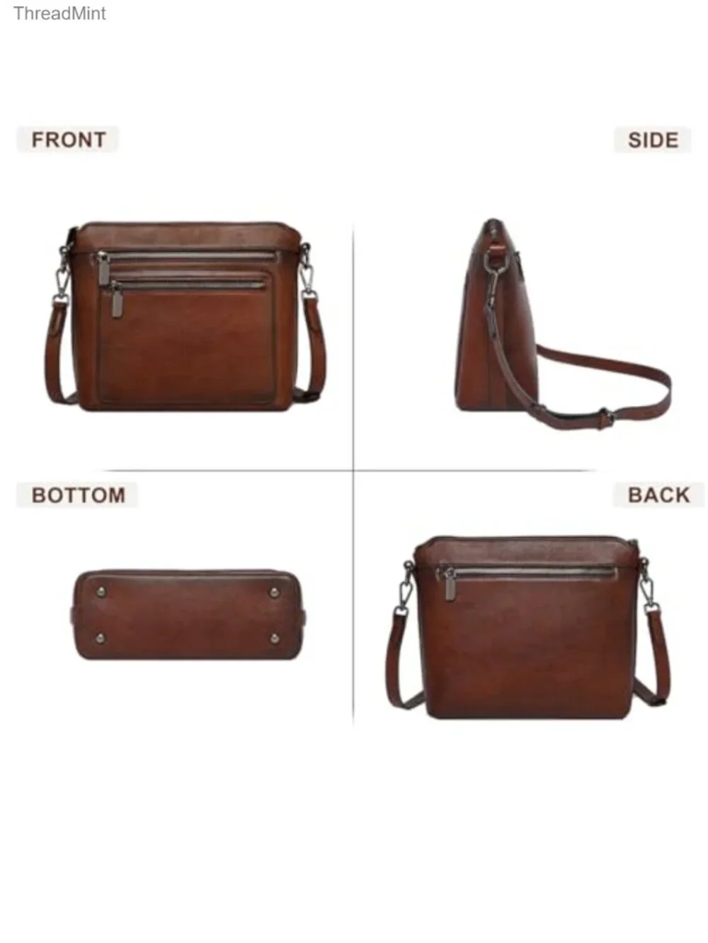 Genuine Leather Crossbody Bag Women Satchel Purse Multiple Pockets Shoulder Bag